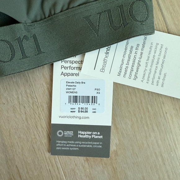 NWT Vuori Elevate Daily Sports Bra Pistachio / Light Green XS - Picture 2 of 4